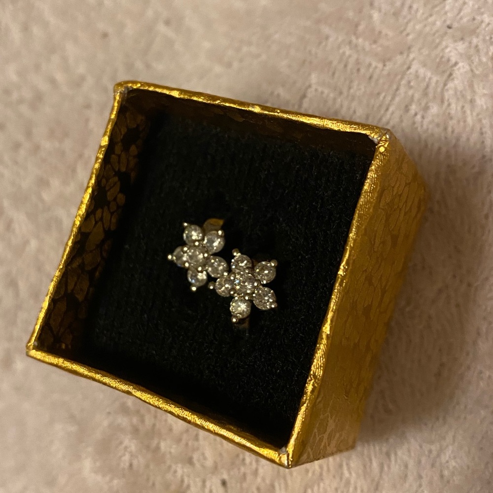 rhinestone diamond flower earrings